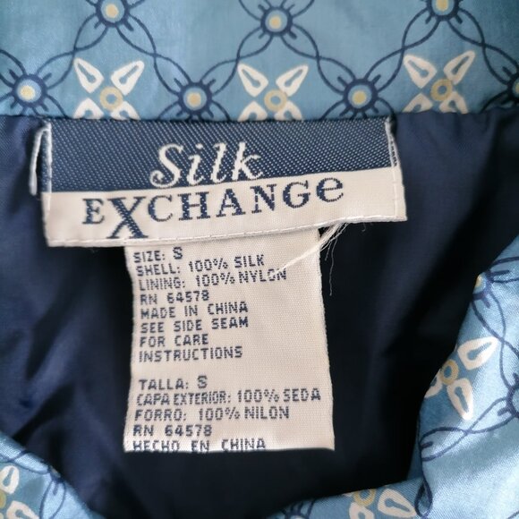 Silk Exchange Women's Blue Floral Drop Shoulder Tie-Waist Full Zip Jacket Size S - Picture 7 of 10